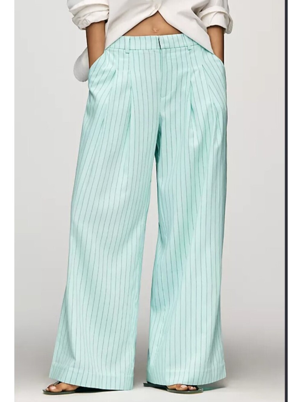 MAEVE Anthropologie blue Avery pinstripe wide leg trousers sz XS
